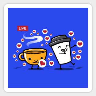 Funny Cute Kawaii Livestreaming Cartoon Coffee Gift For Coffee Lovers Magnet